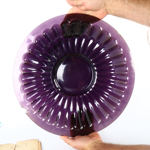 1007 - Chinese Imperial purple Peking glass charger, Qianlong 4 character mark and period, diameter 43cm, c... 