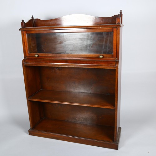 1027 - A Victorian mahogany bookcase with glazed cabinet above, width 103cm, height 135cm