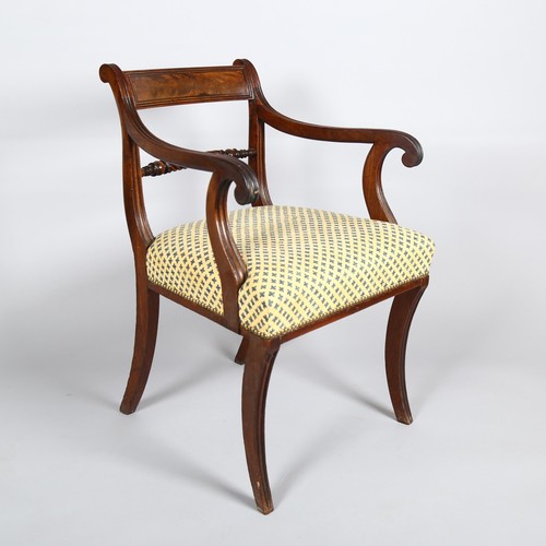 1030 - A William IV mahogany desk chair with rope twist back rail