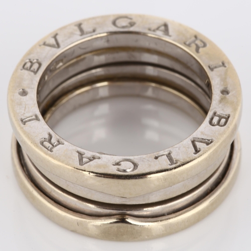 102 - BULGARI - an 18ct white gold B.zero1 band ring, band width 9.2mm, size J/50, 11.7g