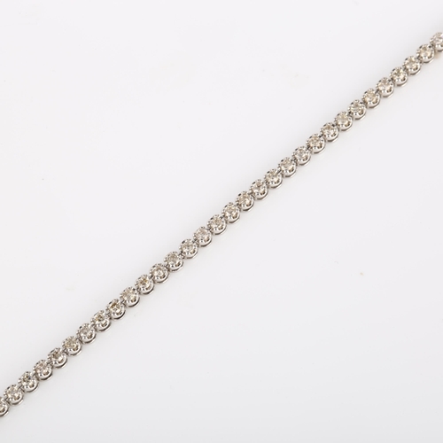 131 - A modern 18ct white gold diamond tennis line bracelet, set with modern round brilliant-cut diamonds,... 