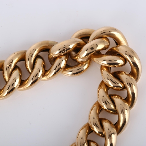 132 - An early 20th century 15ct gold hollow curb link bracelet, with heart padlock clasp, maker's marks W... 