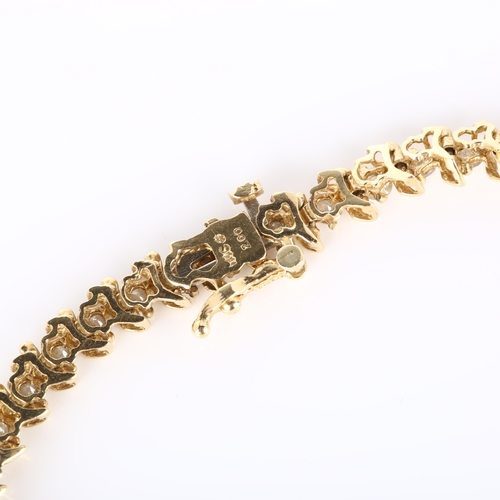 138 - A modern 9ct gold diamond tennis line bracelet, set with modern round brilliant-cut diamonds, total ... 