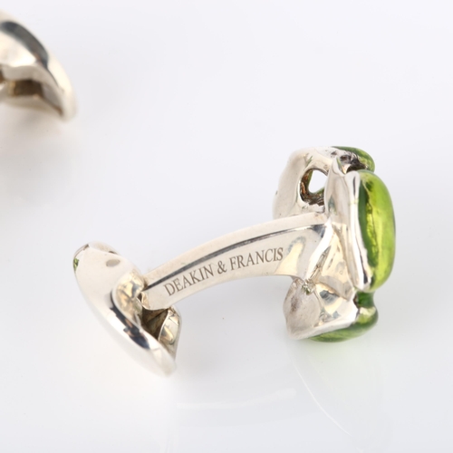 157 - DEAKIN & FRANCIS - a pair of sterling silver and enamel figural frog cufflinks, hallmarks Birmingham... 