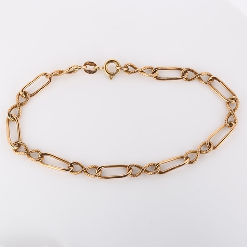 173 - A 9ct rose gold infinity link chain bracelet, import hallmarks Sheffield 1987, bracelet length 18cm,... 