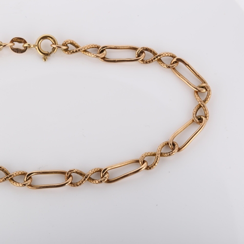 173 - A 9ct rose gold infinity link chain bracelet, import hallmarks Sheffield 1987, bracelet length 18cm,... 