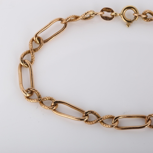 173 - A 9ct rose gold infinity link chain bracelet, import hallmarks Sheffield 1987, bracelet length 18cm,... 