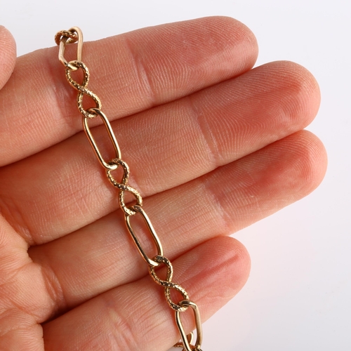 173 - A 9ct rose gold infinity link chain bracelet, import hallmarks Sheffield 1987, bracelet length 18cm,... 