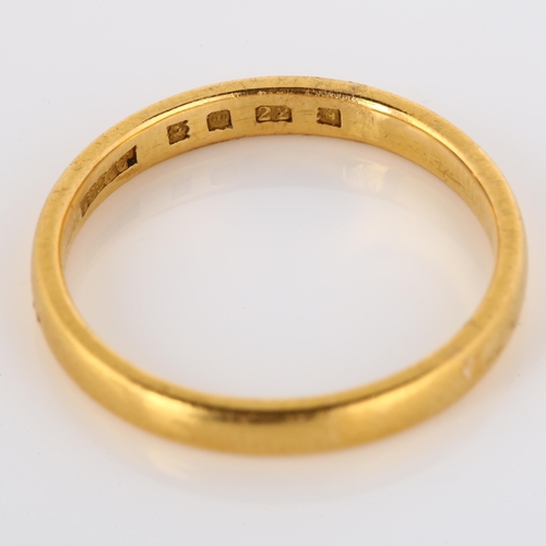 183 - An early 20th century 22ct gold wedding band ring, maker's marks SBS & Co, hallmarks London 1930, ba... 