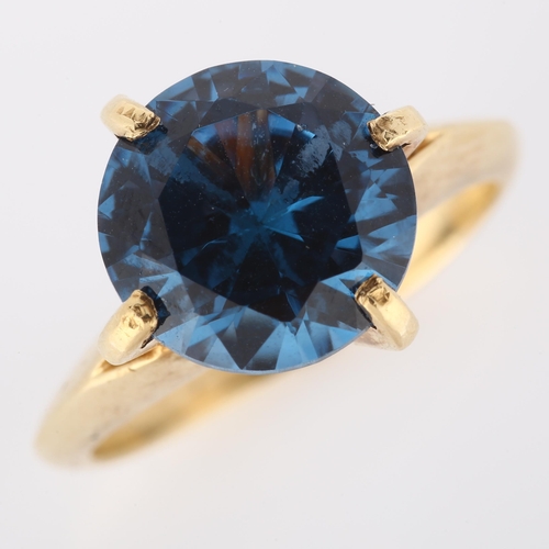 190 - A late 20th century Continental 9ct gold synthetic blue spinel dress ring, setting height 12.6mm, si... 