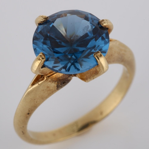 190 - A late 20th century Continental 9ct gold synthetic blue spinel dress ring, setting height 12.6mm, si... 