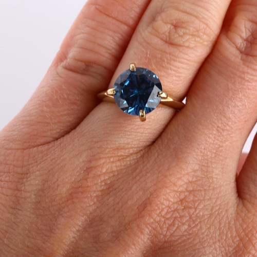 190 - A late 20th century Continental 9ct gold synthetic blue spinel dress ring, setting height 12.6mm, si... 