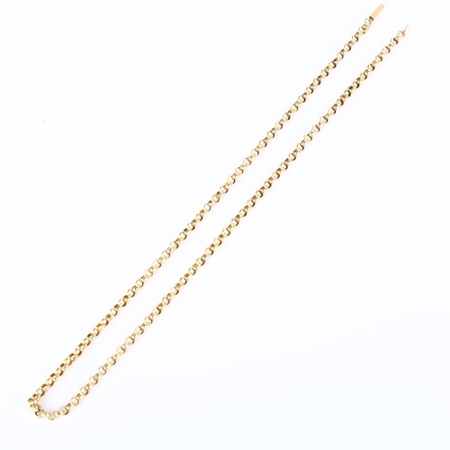 191 - An Antique 9ct gold belcher link chain necklace, length 40cm, 6.7g (clasp A/F)