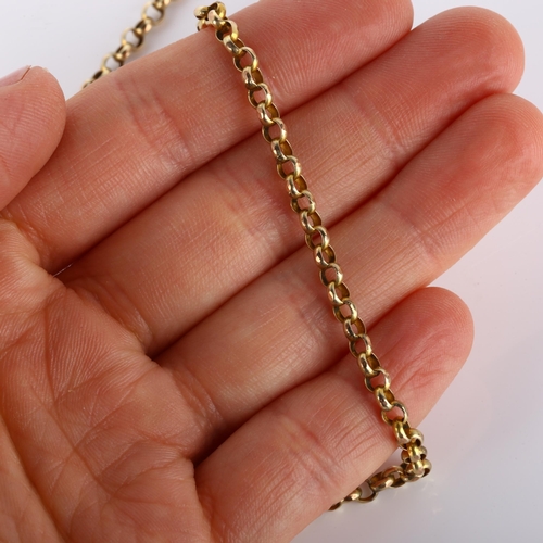 191 - An Antique 9ct gold belcher link chain necklace, length 40cm, 6.7g (clasp A/F)