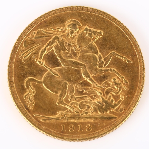 209 - A George V 1913 gold full sovereign coin, 7.9g