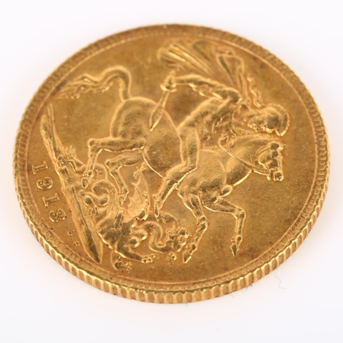 209 - A George V 1913 gold full sovereign coin, 7.9g