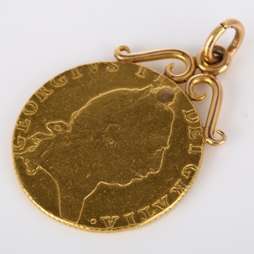 213 - A George III 1793 gold spade guinea, with soldered unmarked gold pendant mount, 9.3g