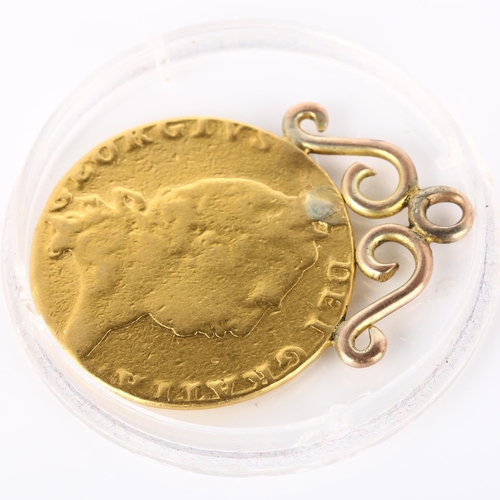 214 - A George III 1798 gold spade guinea, with soldered unmarked gold pendant mount, 8.8g