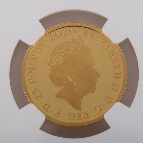 216 - An Elizabeth II 2020 James Bond 007 £25 quarter ounce gold coin, limited edition of 1007, in Numisma... 