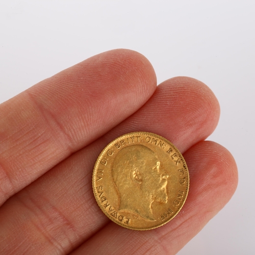 217 - An Edward VII 1908 gold half sovereign coin, 3.9g