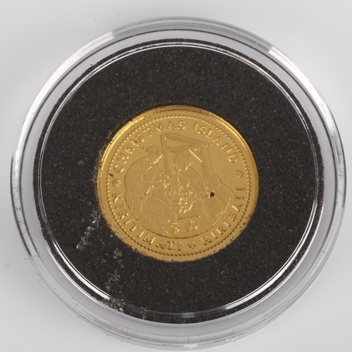 220 - A 1998 Kiribati Christmas Island ten dollar 1/25 ounce gold coin, in presentation case with incense ... 