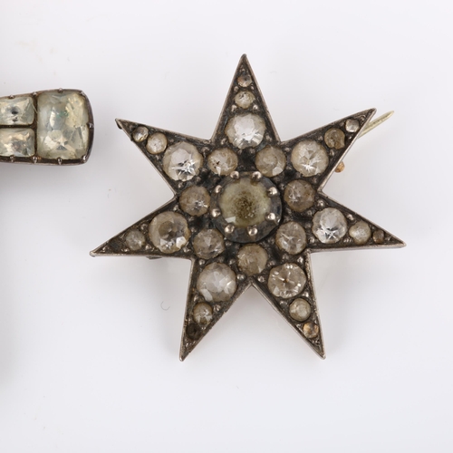 226 - 2 early 19th century paste pendants, comprising Georgian unmarked silver and gold cross and unmarked... 