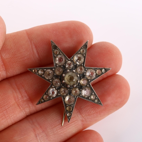 226 - 2 early 19th century paste pendants, comprising Georgian unmarked silver and gold cross and unmarked... 