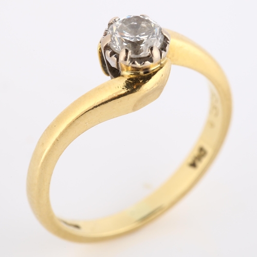 234 - An 18ct gold 0.33ct solitaire diamond ring, with crossover shoulders, set with modern round brillian... 