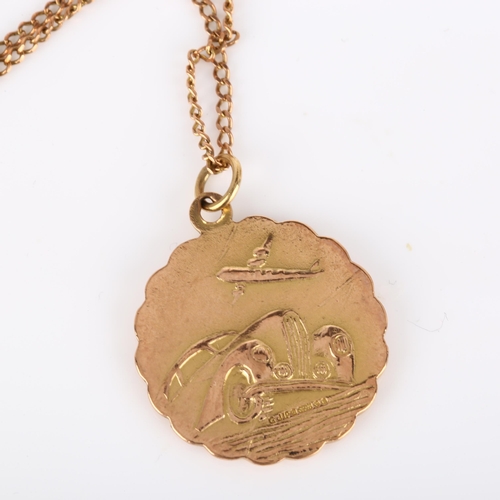 241 - A late 20th century 9ct gold St Christopher pendant necklace, on 9ct fine flat curb link chain, by G... 