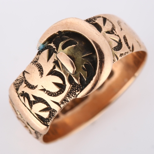 243 - A 19th century 9ct rose gold belt buckle band ring, maker's marks S and G, hallmarks Birmingham 1897... 