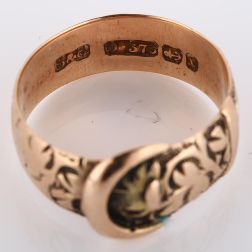 243 - A 19th century 9ct rose gold belt buckle band ring, maker's marks S and G, hallmarks Birmingham 1897... 