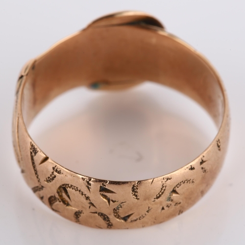 243 - A 19th century 9ct rose gold belt buckle band ring, maker's marks S and G, hallmarks Birmingham 1897... 