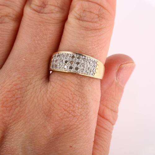 244 - A modern 9ct gold diamond cluster band ring, set with single-cut diamonds, total diamond content app... 