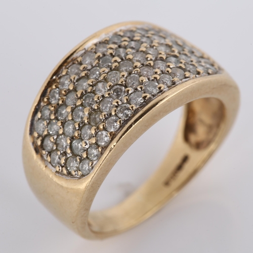 272 - A modern 9ct gold diamond cluster band ring, set with modern round brilliant-cut diamonds, total dia... 