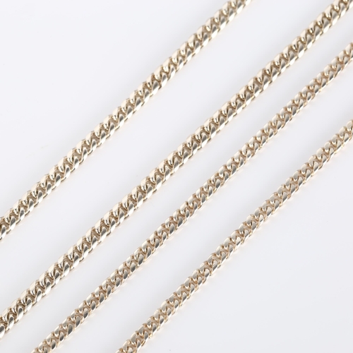 288 - 2 Peruvian silver flat curb link chain necklaces, both 60cm long, 44.7g total (2)