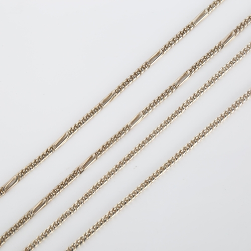 289 - 2 Peruvian silver flat curb link chain necklaces, both 60cm long, 36.6g total (2)