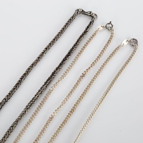 290 - 3 Peruvian silver chain necklaces, all 50cm long, 36.5g total (3)