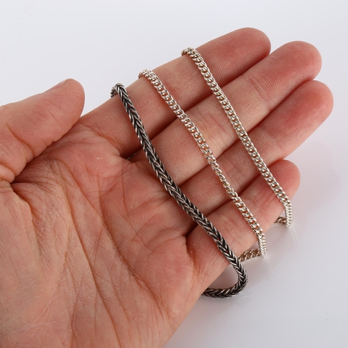 290 - 3 Peruvian silver chain necklaces, all 50cm long, 36.5g total (3)