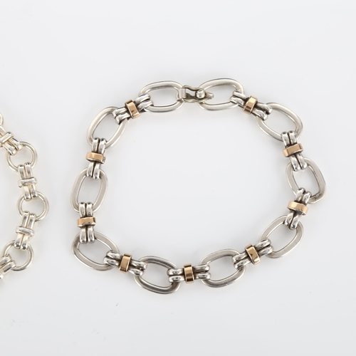 308 - 2 Peruvian silver and chain bracelets, both 19cm long, 35.5g total (2)