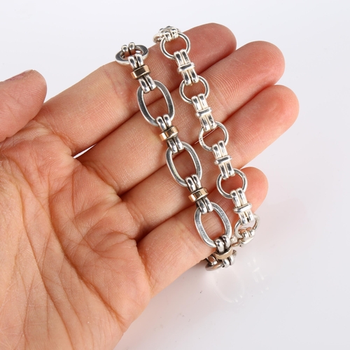 308 - 2 Peruvian silver and chain bracelets, both 19cm long, 35.5g total (2)