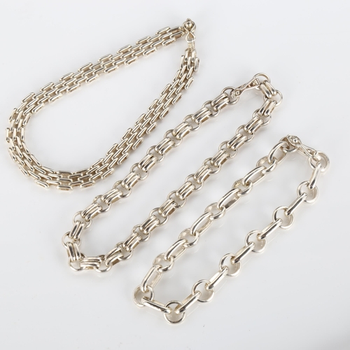 311 - 3 Peruvian silver chain bracelets, length 18cm and 2 x 21cm, 49g total (3)