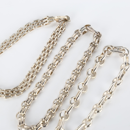 311 - 3 Peruvian silver chain bracelets, length 18cm and 2 x 21cm, 49g total (3)