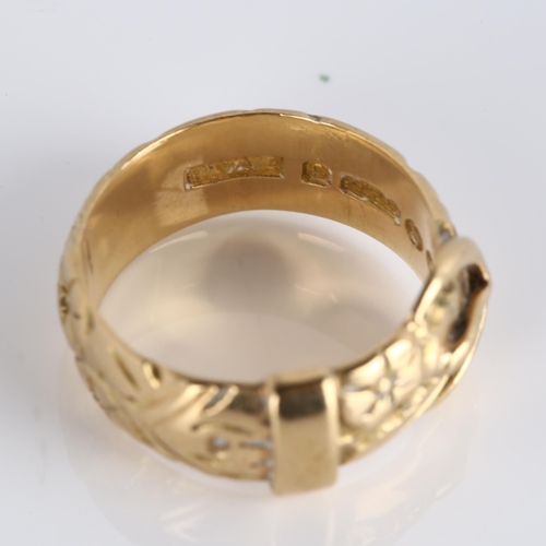 318 - A late 20th century 9ct gold belt buckle band ring, maker's marks WW Ltd, hallmarks London 1972, ban... 