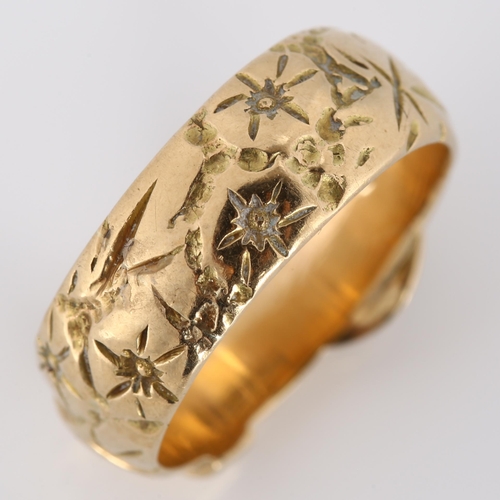 318 - A late 20th century 9ct gold belt buckle band ring, maker's marks WW Ltd, hallmarks London 1972, ban... 