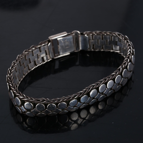 321 - A Continental silver brick link bracelet, indistinct maker's marks, bracelet length 20cm, 53g