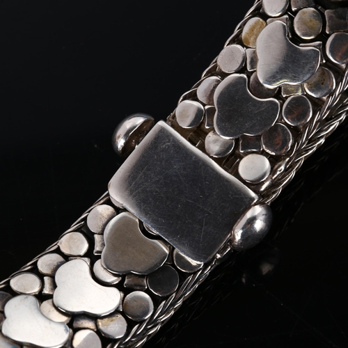 323 - A Continental silver brick link bracelet, length 19cm, 74.7g