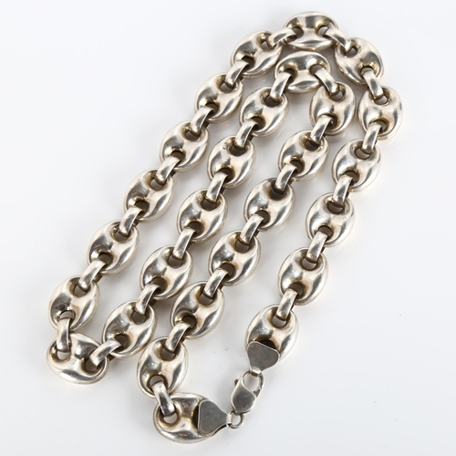 350 - A heavy silver Mariner Puff link chain necklace, necklace length 60cm, 118.2g