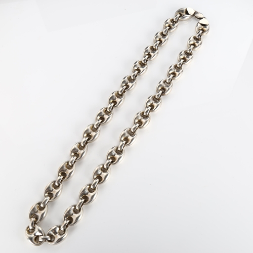 350 - A heavy silver Mariner Puff link chain necklace, necklace length 60cm, 118.2g