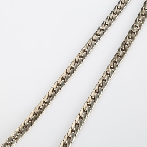 352 - A silver herringbone link chain necklace, length 46cm, 52.6g