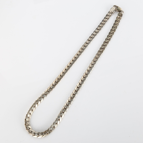 352 - A silver herringbone link chain necklace, length 46cm, 52.6g